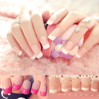 Nail art Nail art finished French long fake nail patch long French Nail art Nail art finished French long fake nail patch long French